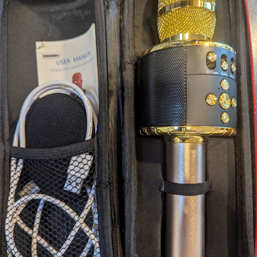 Gold and Black Wireless Karaoke Microphone for Kids